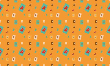 Farklı aksesuarlara sahip renkli arkaplan