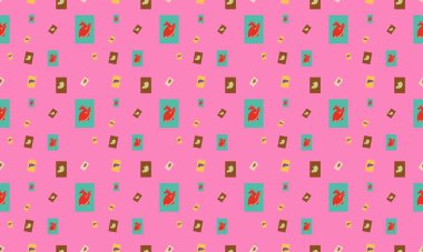 Farklı aksesuarlara sahip renkli arkaplan