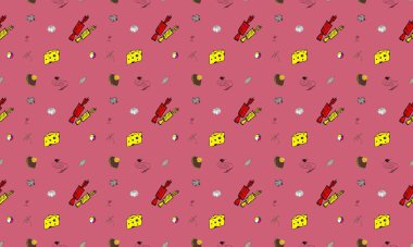 Farklı aksesuarlara sahip renkli arkaplan