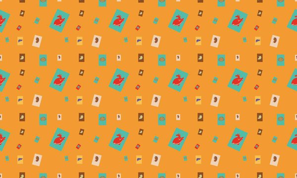 Colored background with different accessories