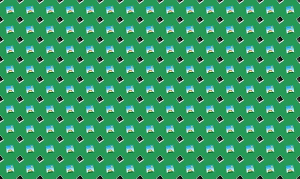 Farklı aksesuarlara sahip renkli arkaplan