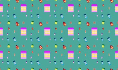 Farklı aksesuarlara sahip renkli arkaplan