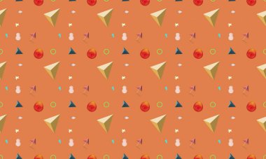 Farklı aksesuarlara sahip renkli arkaplan