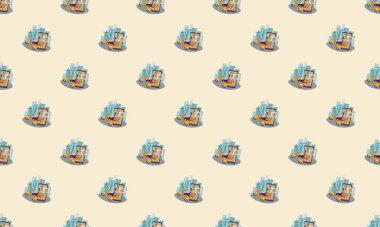 Farklı aksesuarlara sahip renkli arkaplan