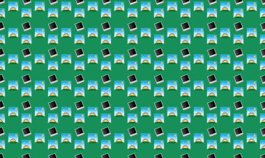 Farklı aksesuarlara sahip renkli arkaplan