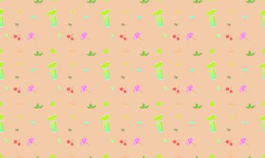 Farklı aksesuarlara sahip renkli arkaplan