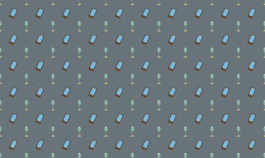 Farklı aksesuarlara sahip renkli arkaplan