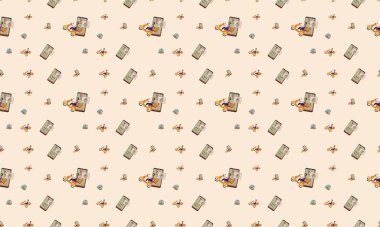 Farklı aksesuarlara sahip renkli arkaplan