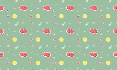 Farklı aksesuarlara sahip renkli arkaplan