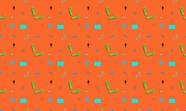 Farklı aksesuarlara sahip renkli arkaplan