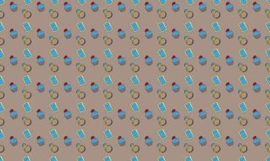 Farklı aksesuarlara sahip renkli arkaplan