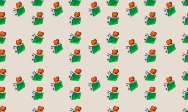 Farklı aksesuarlara sahip renkli arkaplan