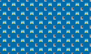 Farklı aksesuarlara sahip renkli arkaplan