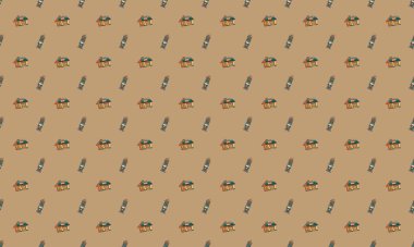 Farklı aksesuarlara sahip renkli arkaplan