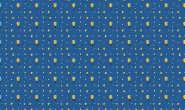 Farklı aksesuarlara sahip renkli arkaplan