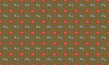 Farklı aksesuarlara sahip renkli arkaplan