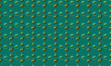 Farklı aksesuarlara sahip renkli arkaplan