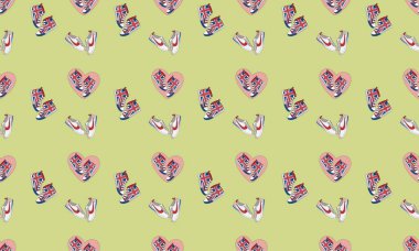 Farklı aksesuarlara sahip renkli arkaplan