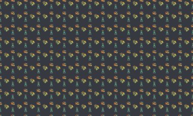 Farklı aksesuarlara sahip renkli arkaplan