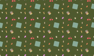 Farklı aksesuarlara sahip renkli arkaplan