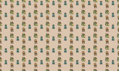 Farklı aksesuarlara sahip renkli arkaplan