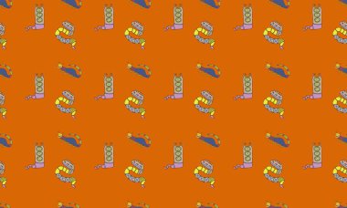 Farklı aksesuarlara sahip renkli arkaplan