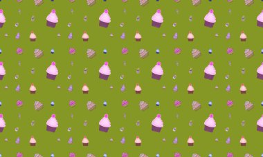 Farklı aksesuarlara sahip renkli arkaplan