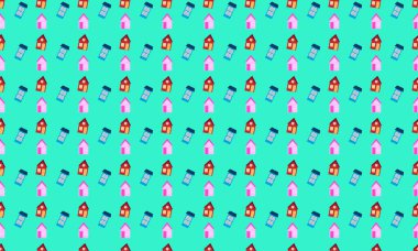 Farklı aksesuarlara sahip renkli arkaplan