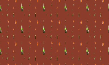 Farklı aksesuarlara sahip renkli arkaplan