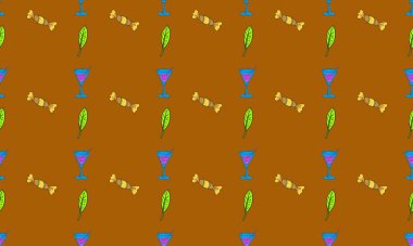 Farklı aksesuarlara sahip renkli arkaplan