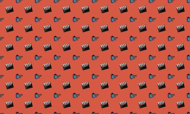 Farklı aksesuarlara sahip renkli arkaplan