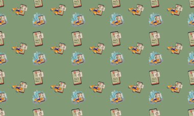 Farklı aksesuarlara sahip renkli arkaplan