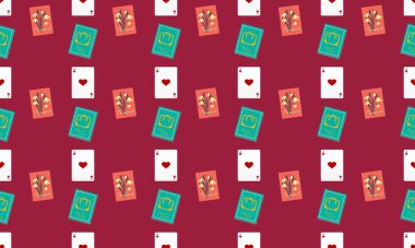 Farklı aksesuarlara sahip renkli arkaplan