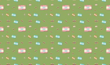 Farklı aksesuarlara sahip renkli arkaplan