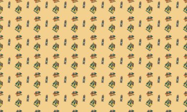 Farklı aksesuarlara sahip renkli arkaplan