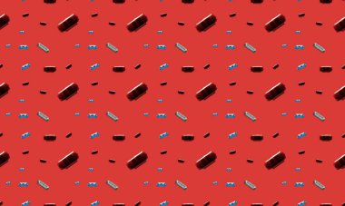 Farklı aksesuarlara sahip renkli arkaplan