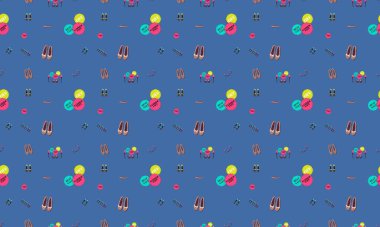 Farklı aksesuarlara sahip renkli arkaplan