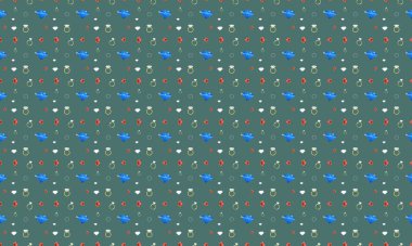 Farklı aksesuarlara sahip renkli arkaplan