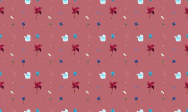 Farklı aksesuarlara sahip renkli arkaplan