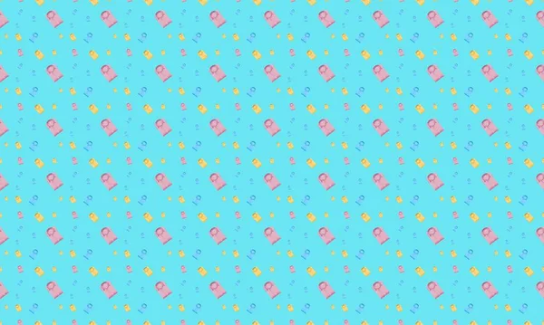 Farklı aksesuarlara sahip renkli arkaplan