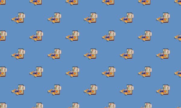 Цветной фон с различными аксессуарами