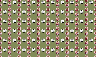 Farklı aksesuarlara sahip renkli arkaplan