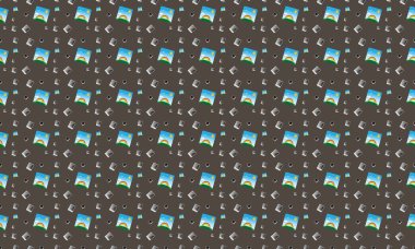 Farklı aksesuarlara sahip renkli arkaplan