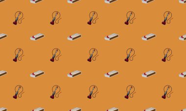 Farklı aksesuarlara sahip renkli arkaplan