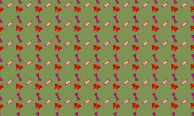 Farklı aksesuarlara sahip renkli arkaplan