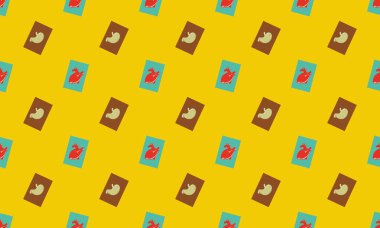 Farklı aksesuarlara sahip renkli arkaplan