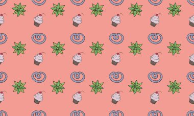 Farklı aksesuarlara sahip renkli arkaplan