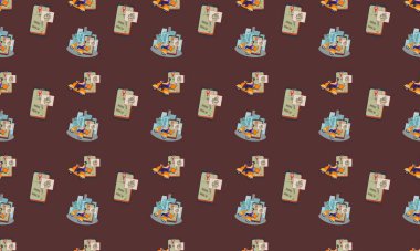 Farklı aksesuarlara sahip renkli arkaplan