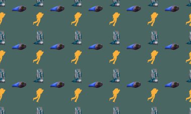 Farklı aksesuarlara sahip renkli arkaplan