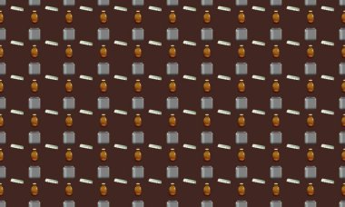 Farklı aksesuarlara sahip renkli arkaplan